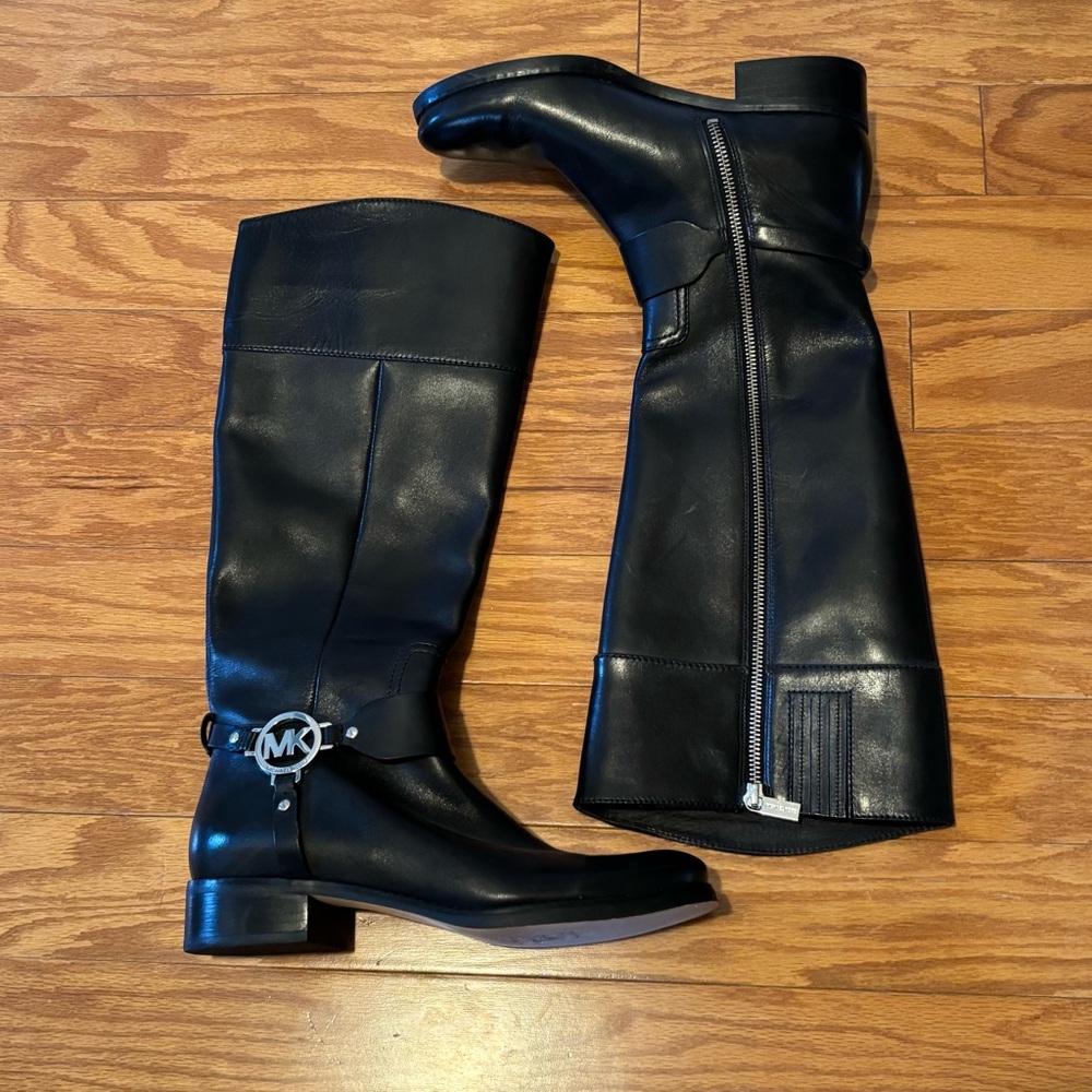 Michael Kors Black Leather Knee-High Boots